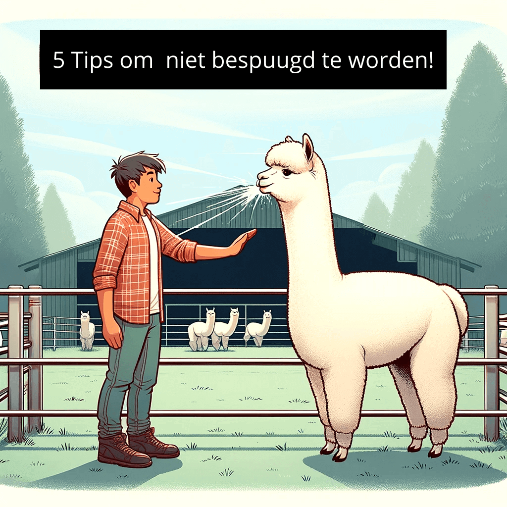 Voorkom dat een alpaca op je spuugt Voorkom dat een alpaca op je spuugt